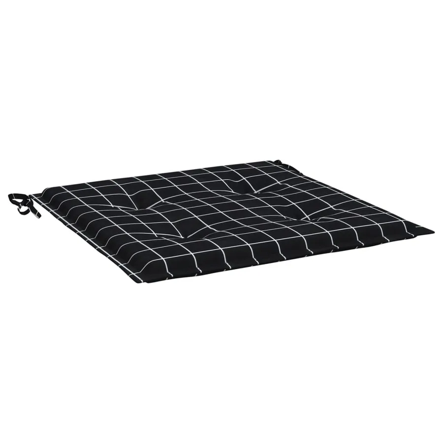 Coussins de chaise de jardin lot de 6 motif à carreaux noir - 5