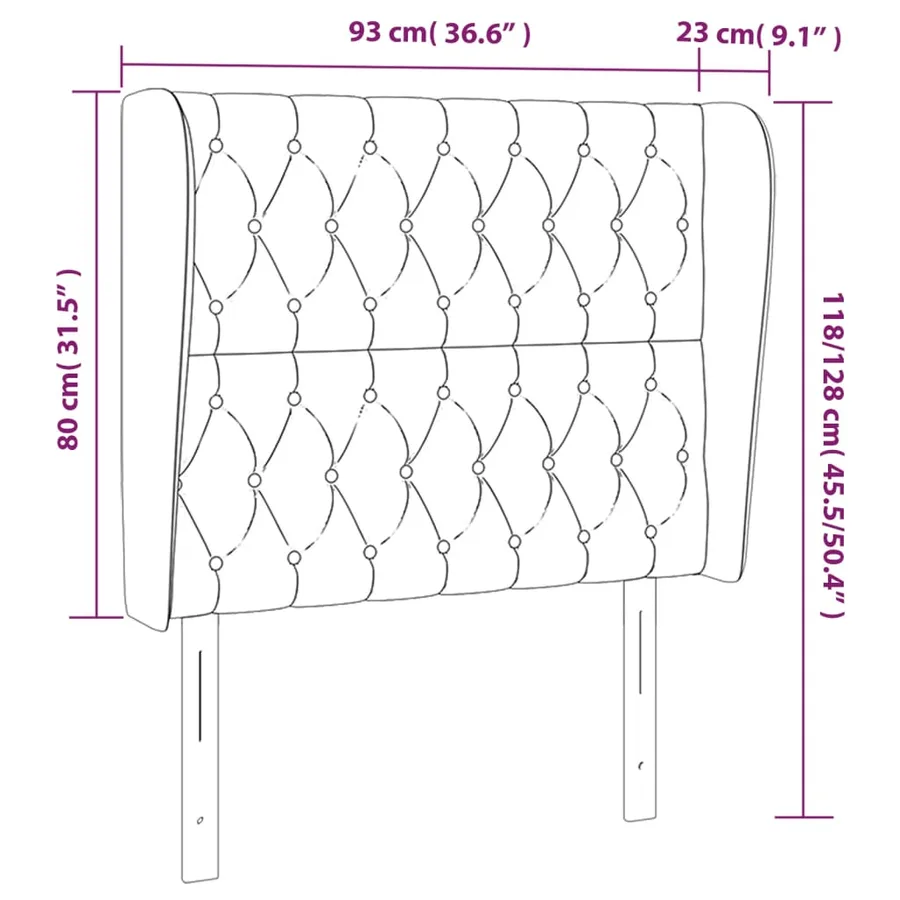 Tête de lit avec oreilles Taupe 93x23x118/128 cm Tissu - 9