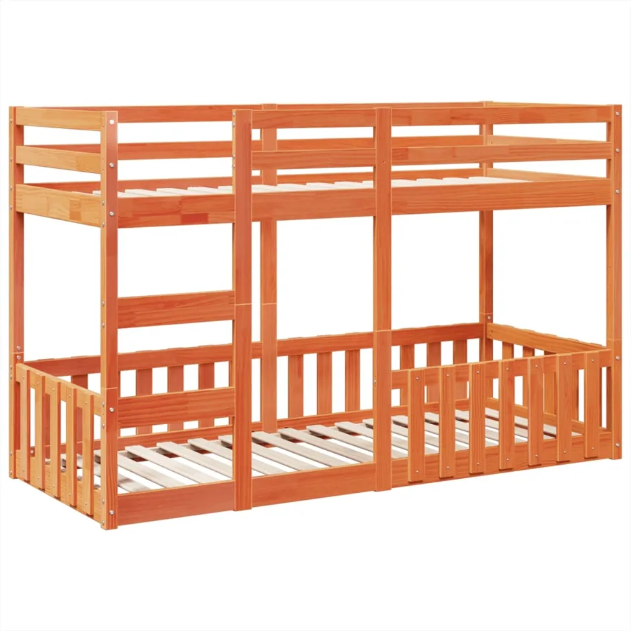 Lit superposé cire marron 75x190 cm bois de pin massif - 2
