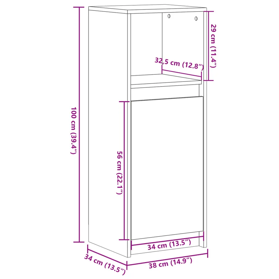 Buffet avec LED blanc 38x34x100 cm bois d'ingénierie - 14