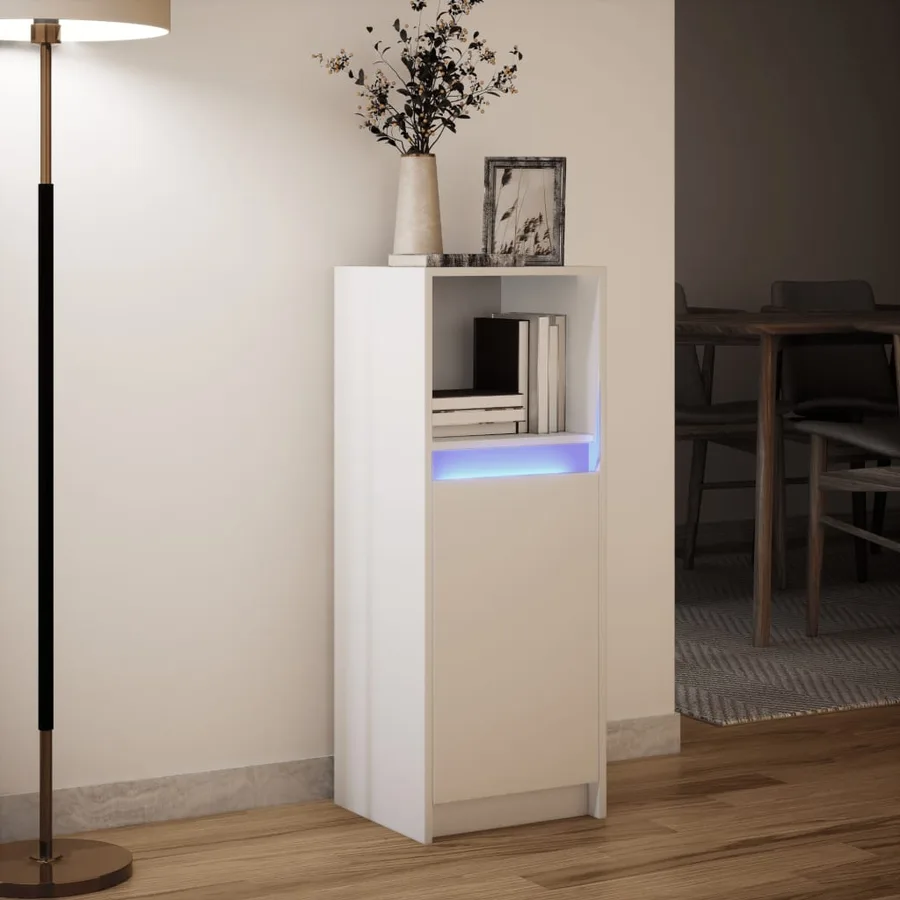 Buffet avec LED blanc 38x34x100 cm bois d'ingénierie - 5