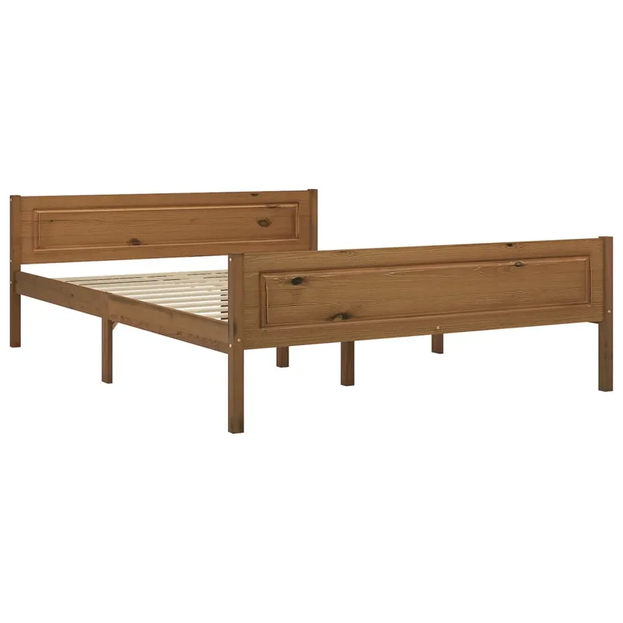 Cadre de lit sans matelas pin massif marron miel 120x200 cm - 2