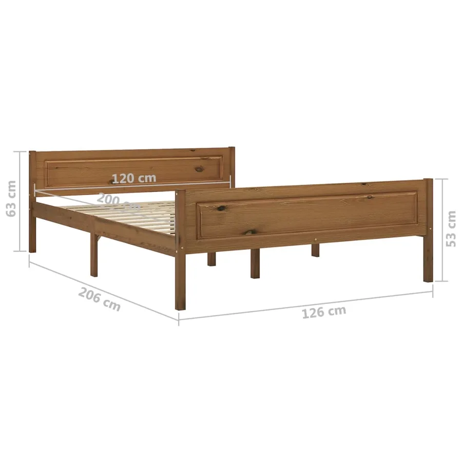 Cadre de lit sans matelas pin massif marron miel 120x200 cm - 6