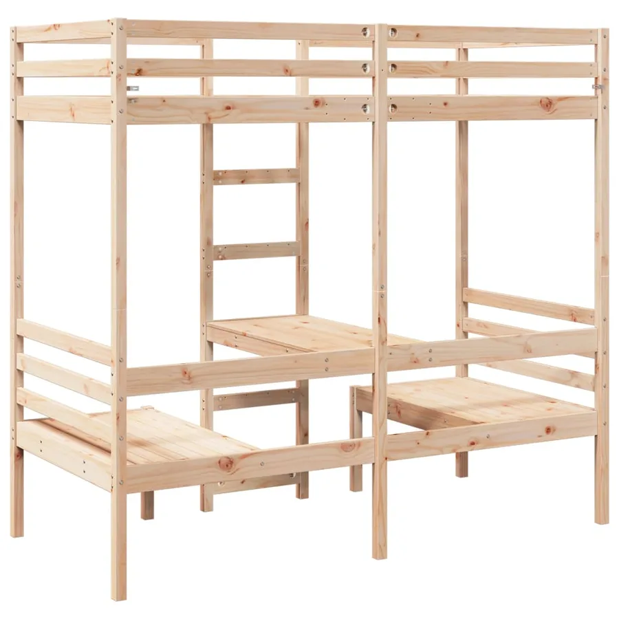 Lit mezzanine avec bureau et chaises 75x190 cm pin massif - 7