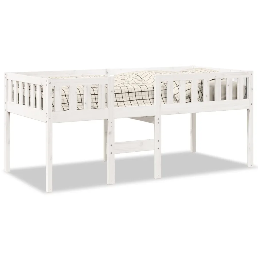 Lit pour enfants sans matelas blanc 90x190cm bois de pin massif - 2