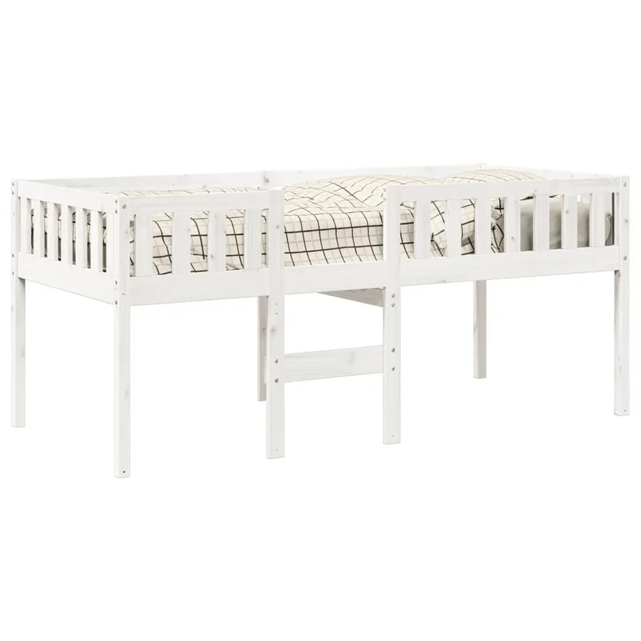 Lit pour enfants sans matelas blanc 90x190cm bois de pin massif - 4