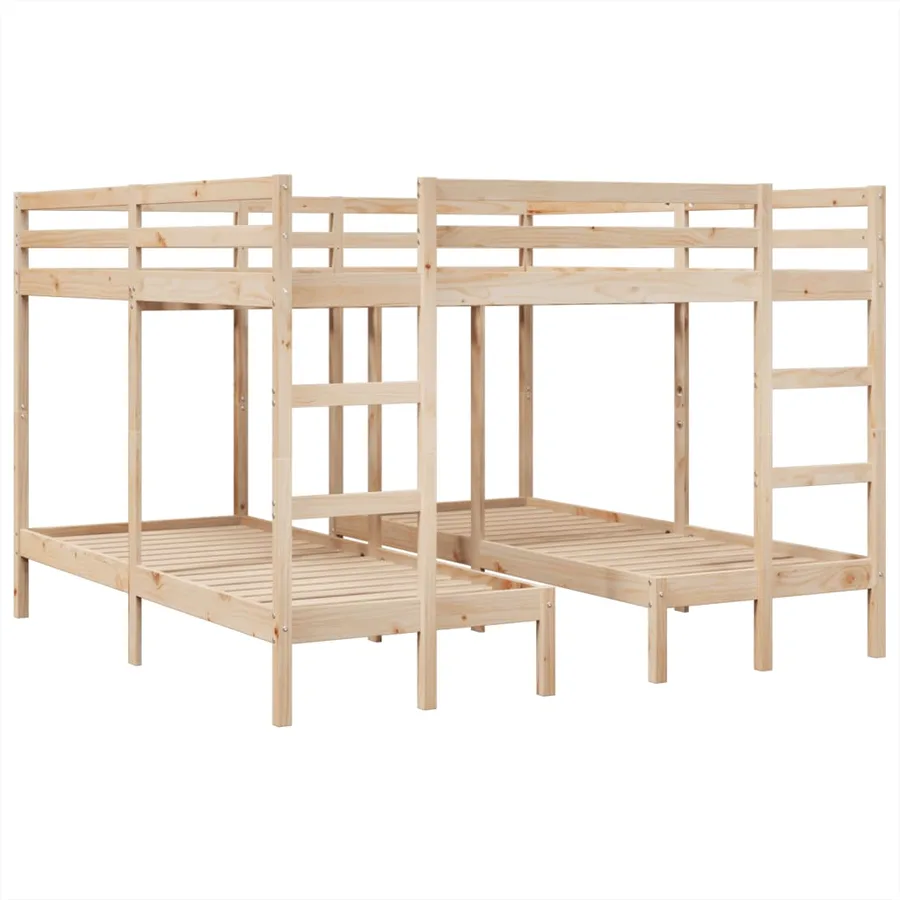 Lit superposé triple 200x200/80x200 cm bois de pin massif - 2