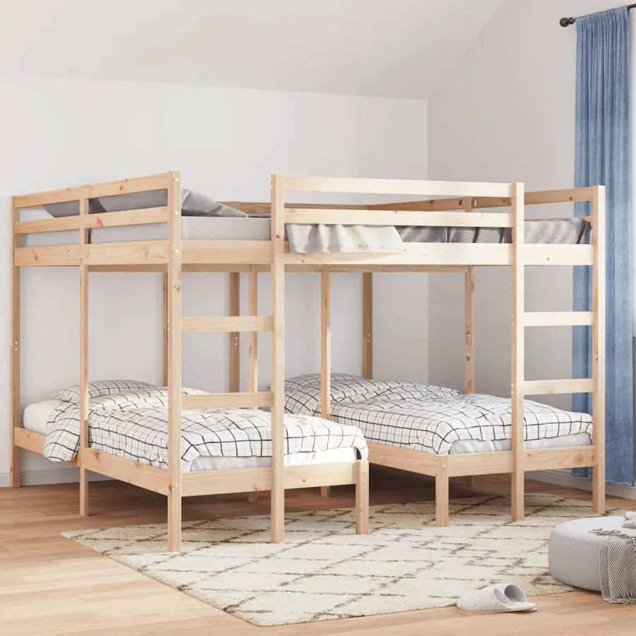 Lit superposé triple 200x200/80x200 cm bois de pin massif - 3