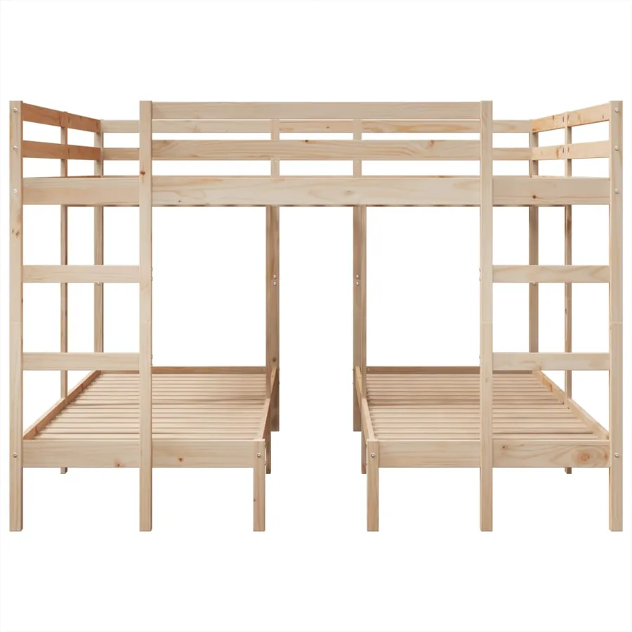 Lit superposé triple 200x200/80x200 cm bois de pin massif - 5