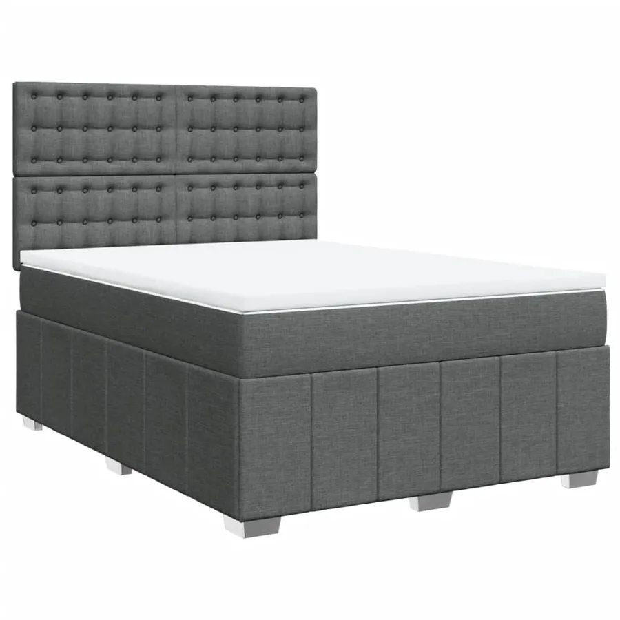 Sommier à lattes de lit avec matelas Gris foncé 160x200cm Tissu - 2