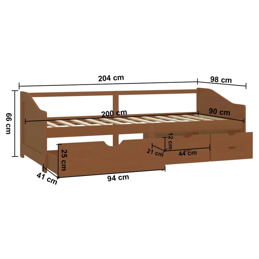 Lit de repos 3 places sans matelas Bois de pin massif 90x200 cm - 9