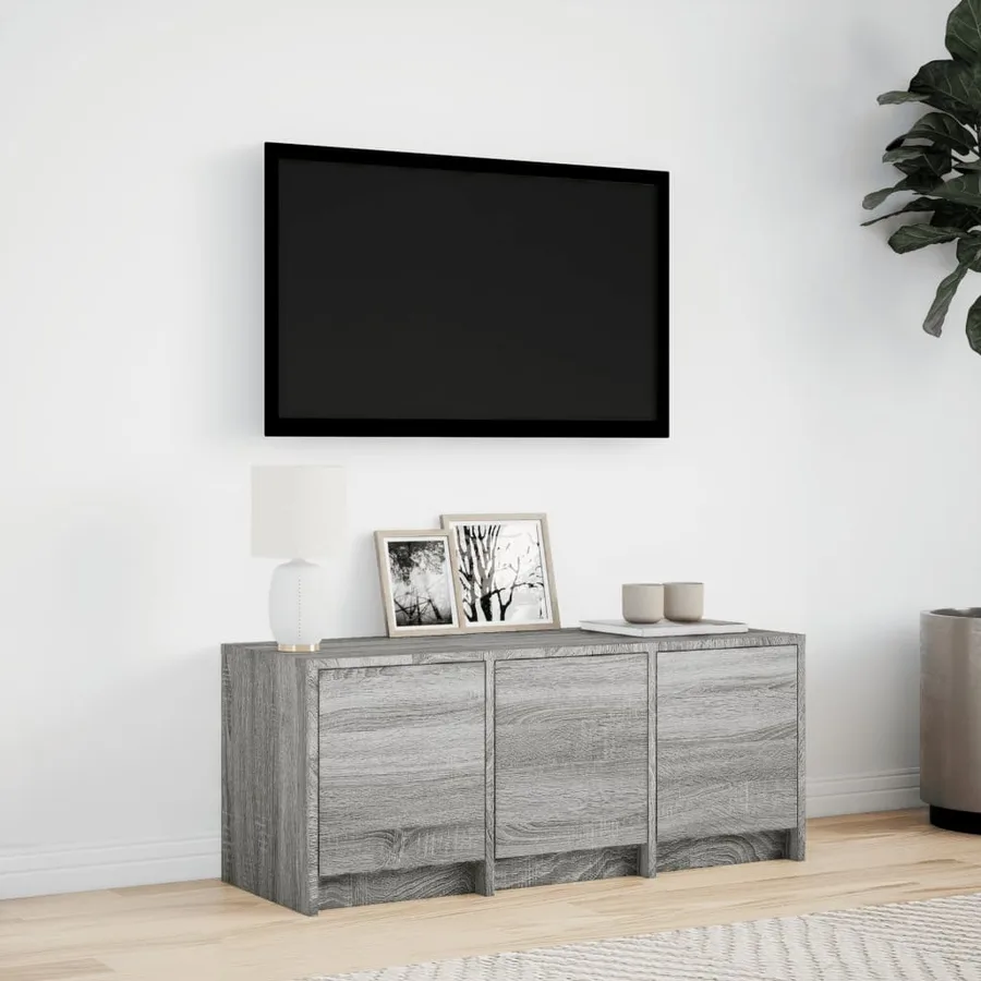 Meuble TV avec LED sonoma gris 97x34x40 cm bois d'ingénierie - 3