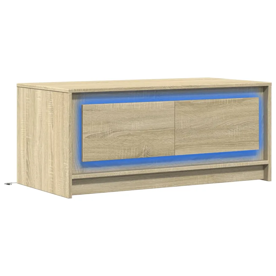 Table basse avec lumières LED chêne sonoma bois d'ingénierie - 3