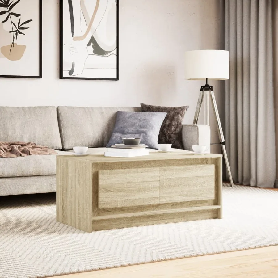 Table basse avec lumières LED chêne sonoma bois d'ingénierie - 5