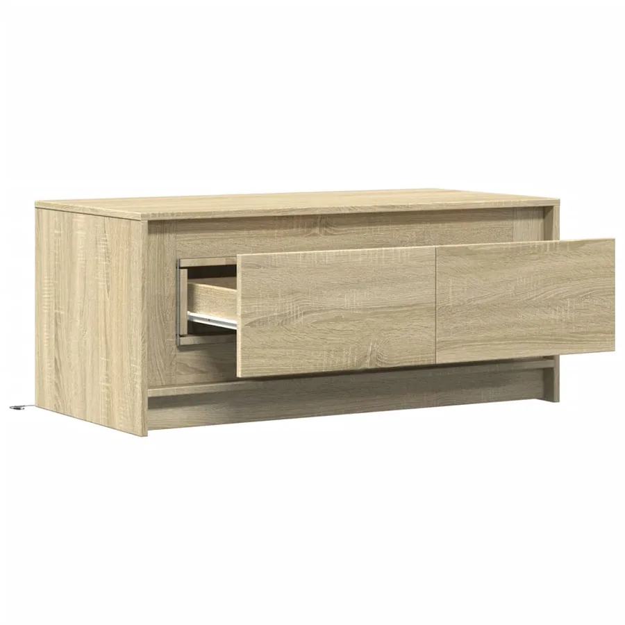 Table basse avec lumières LED chêne sonoma bois d'ingénierie - 9