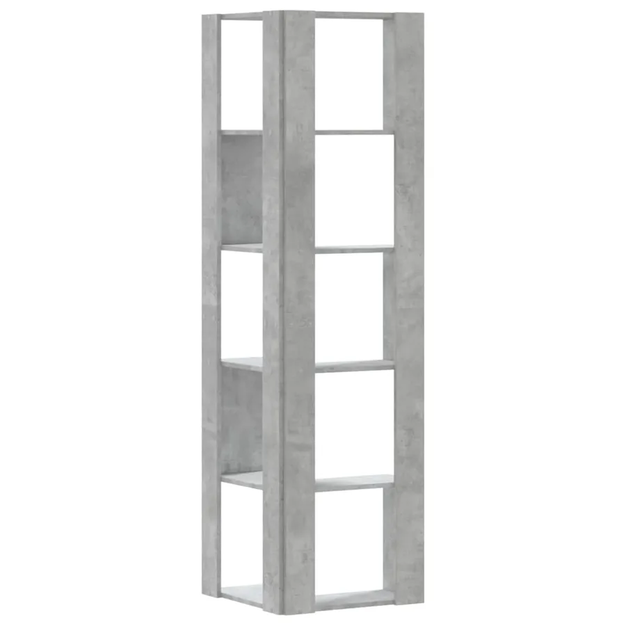 Bibliothèque d'angle à 5 niveaux gris béton bois d'ingénierie - 6