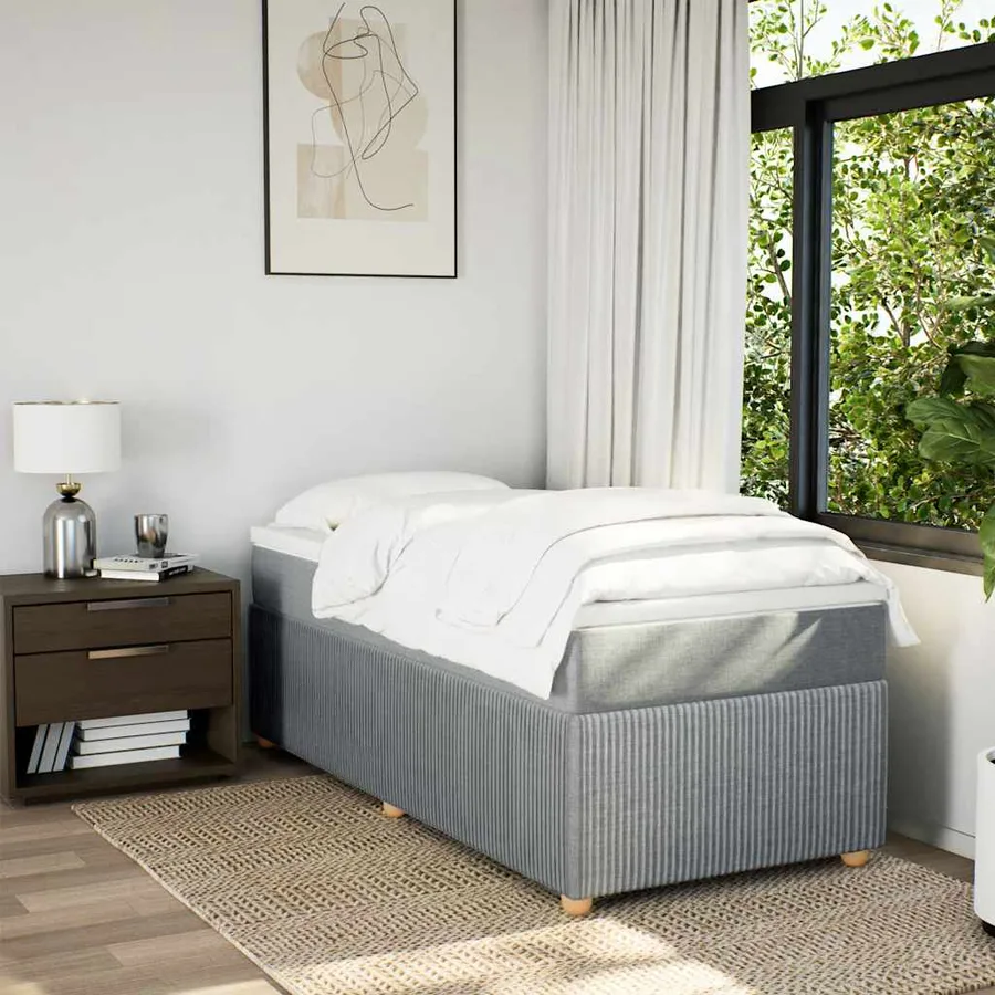 Sommier à lattes de lit avec matelas Gris clair 90x200 cm Tissu - 3