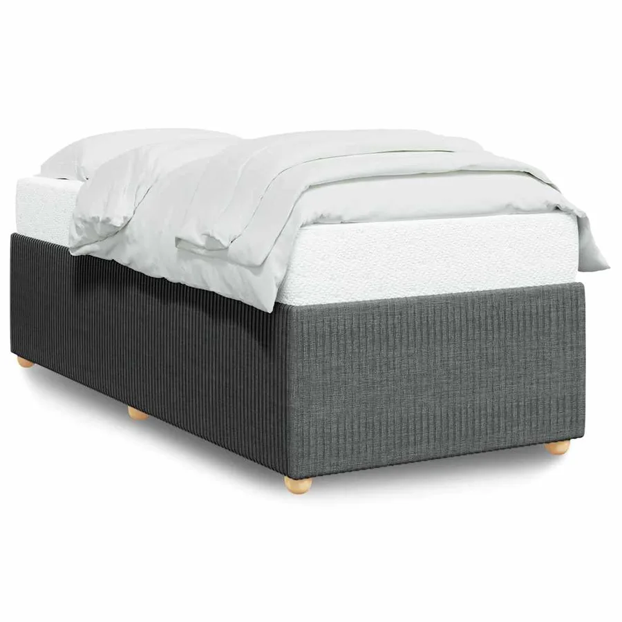 Cadre de lit sans matelas gris foncé 100x200 cm tissu - 2