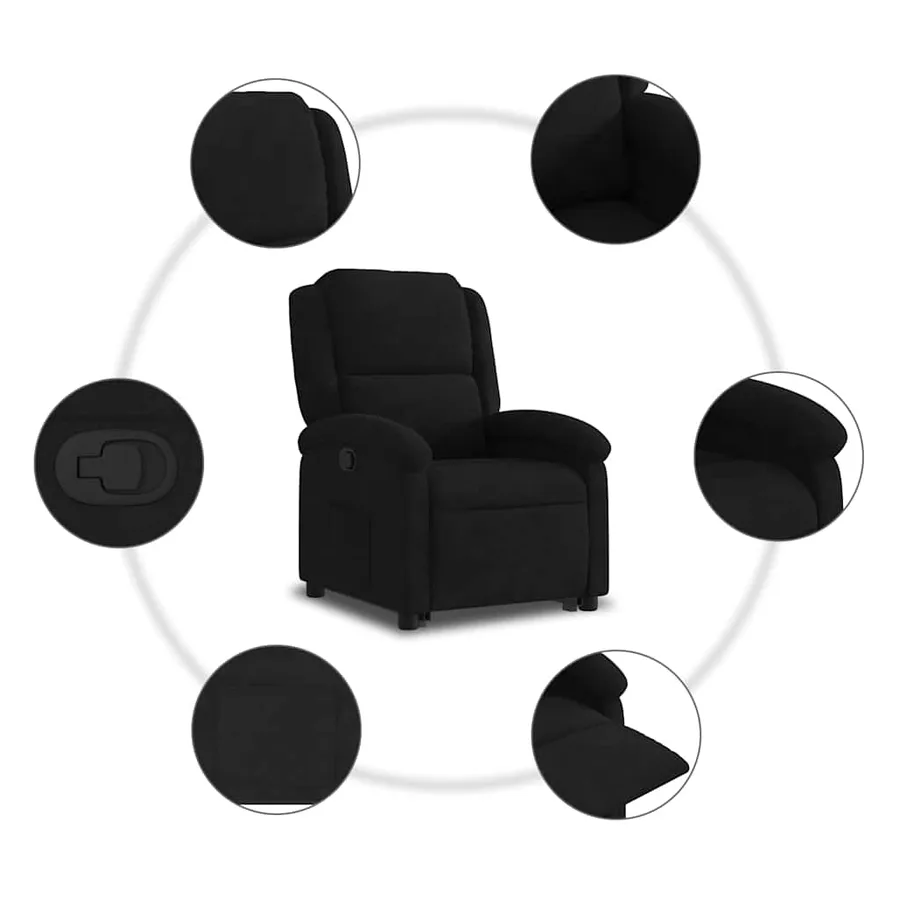 Fauteuil inclinable Noir Velours - 8