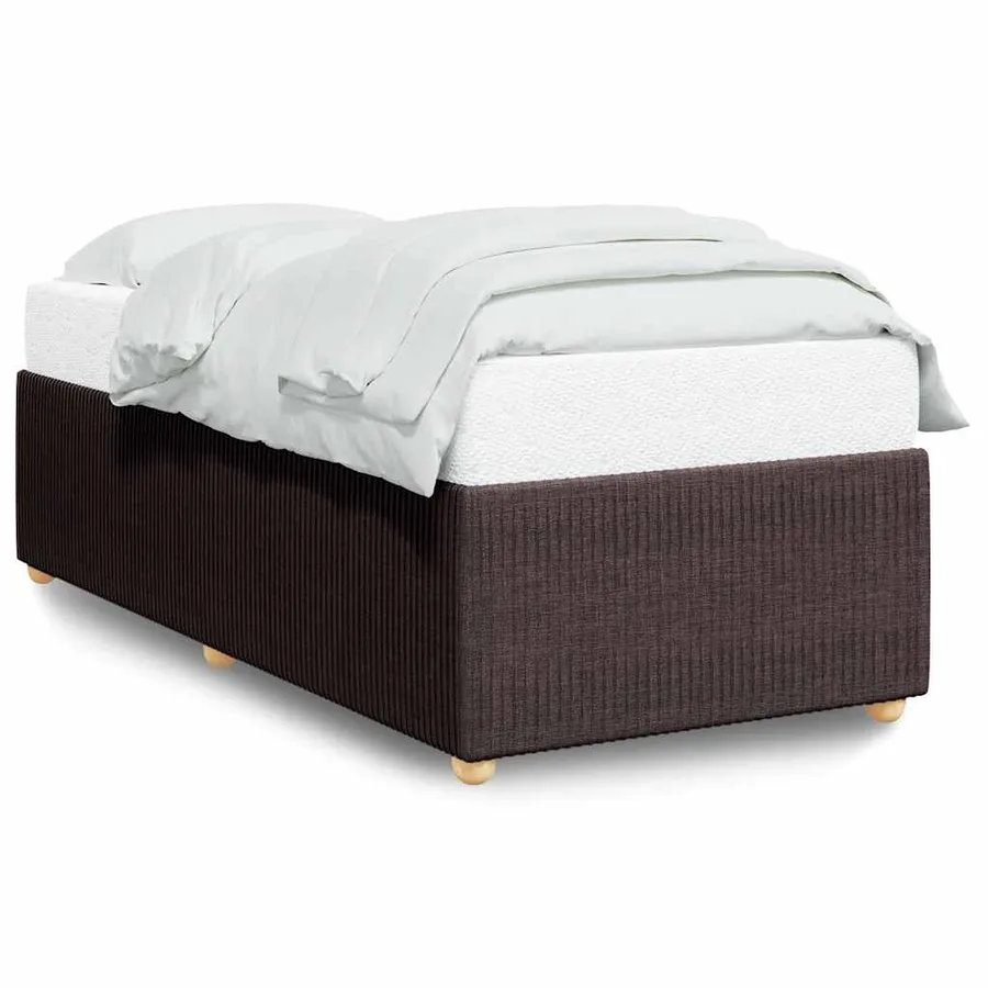 Cadre de lit sans matelas marron foncé 100x200 cm tissu - 2