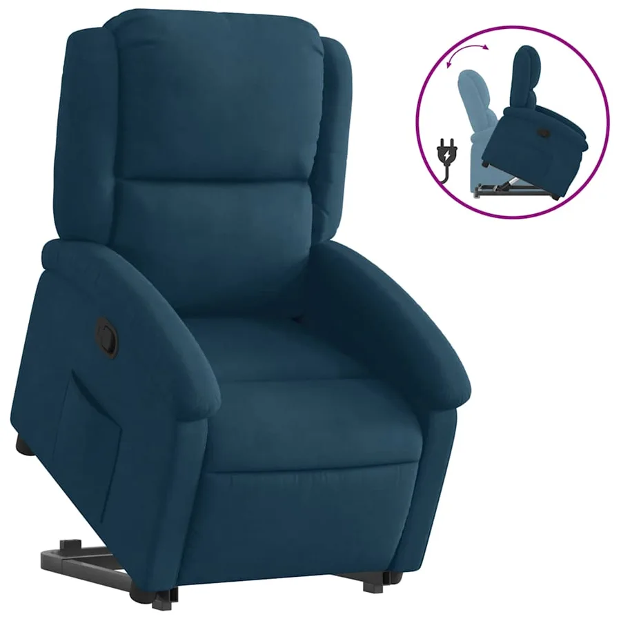 Fauteuil inclinable bleu velours - 2