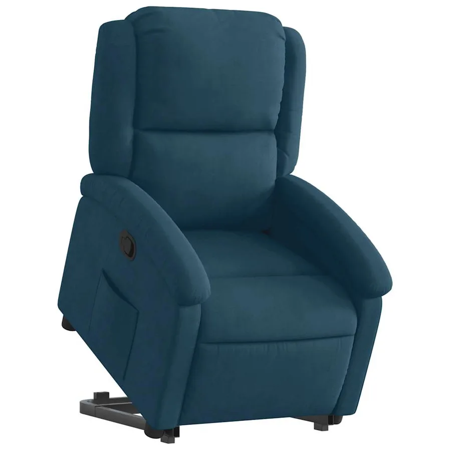 Fauteuil inclinable bleu velours - 3