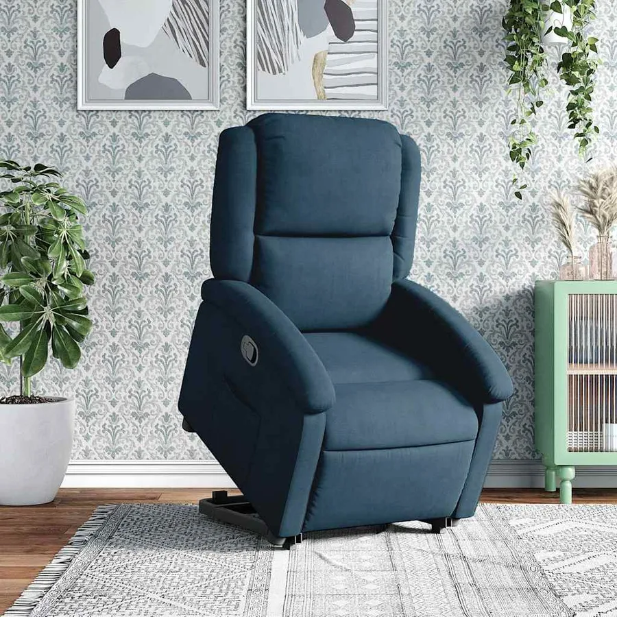 Fauteuil inclinable bleu velours - 4