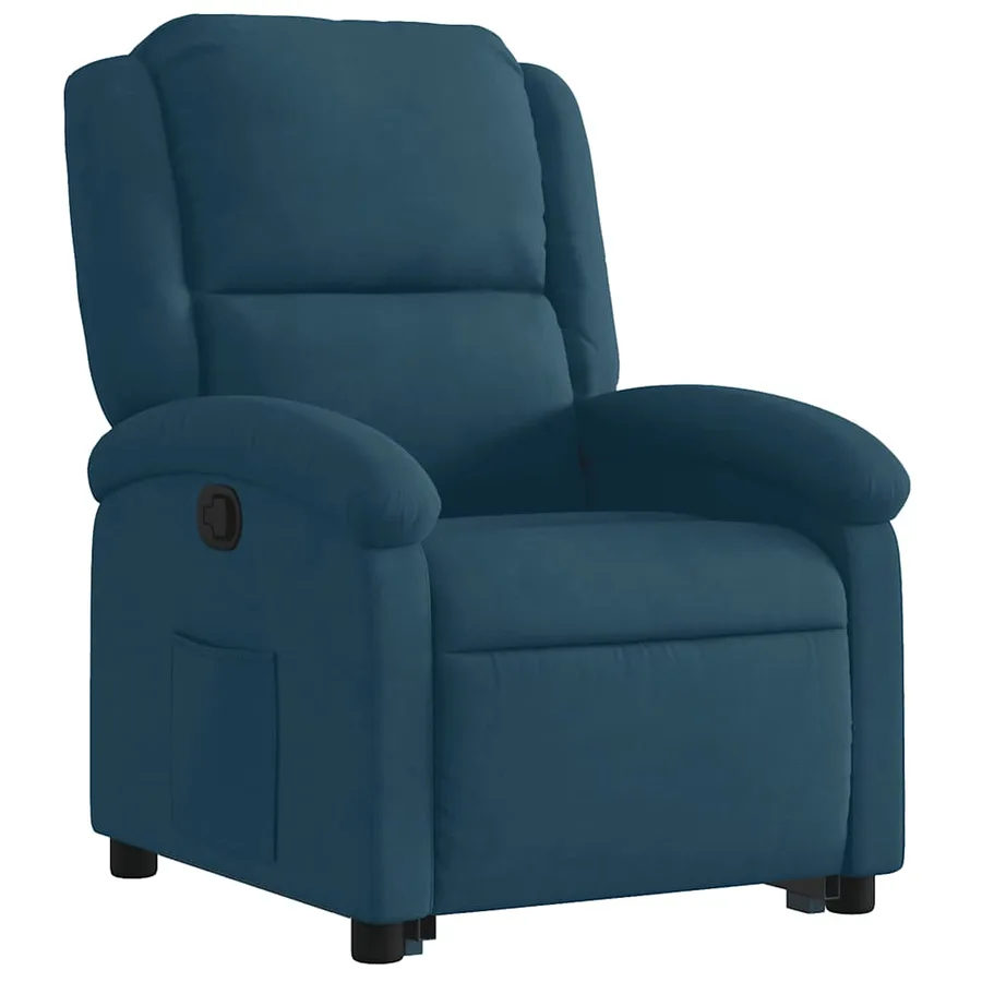 Fauteuil inclinable bleu velours - 5