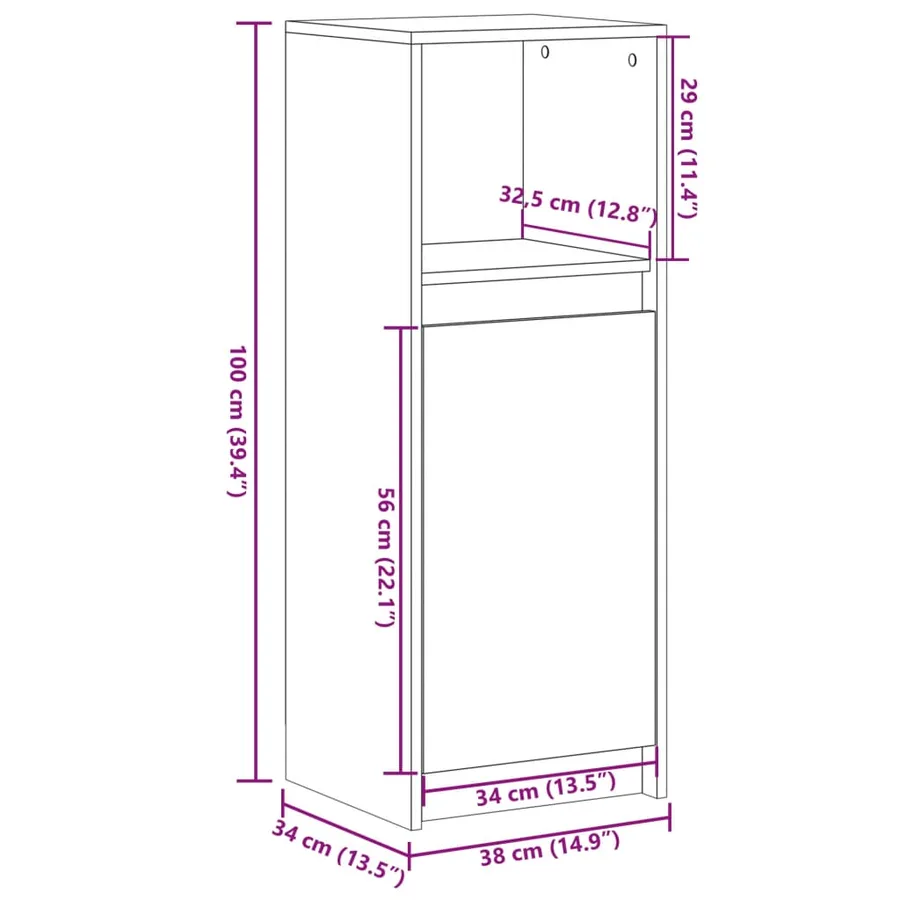 Buffet avec LED chêne marron 38x34x100 cm bois d'ingénierie - 14