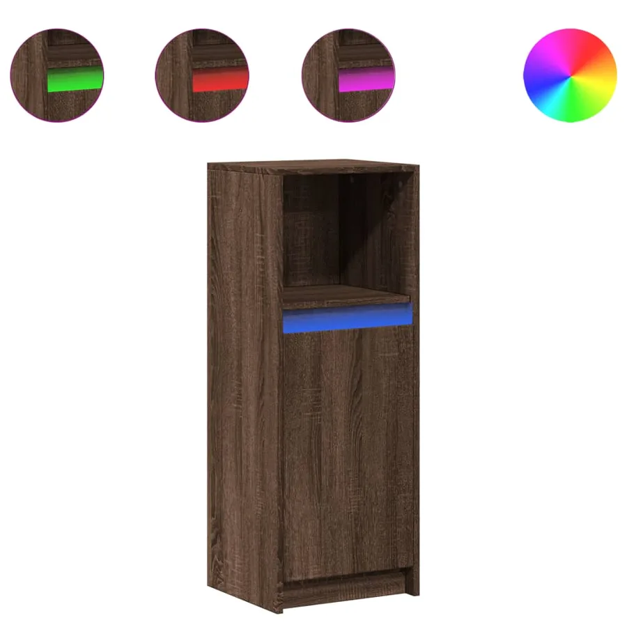 Buffet avec LED chêne marron 38x34x100 cm bois d'ingénierie - 2