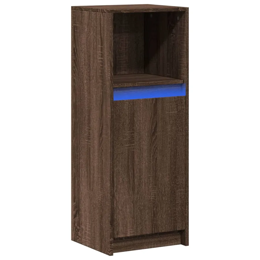 Buffet avec LED chêne marron 38x34x100 cm bois d'ingénierie - 3