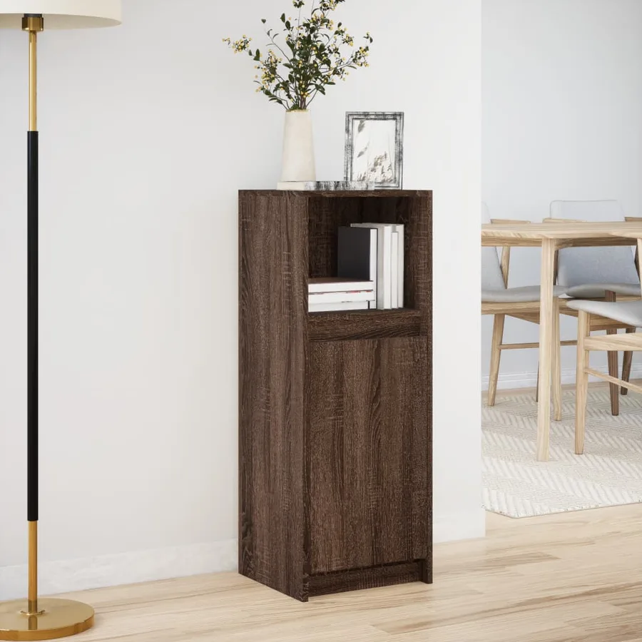 Buffet avec LED chêne marron 38x34x100 cm bois d'ingénierie - 4