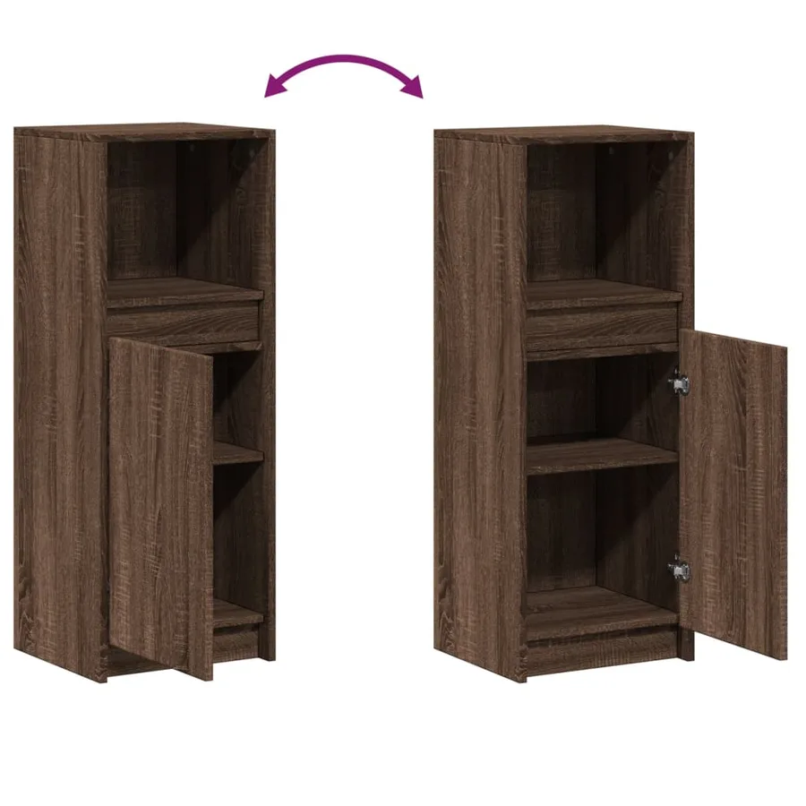 Buffet avec LED chêne marron 38x34x100 cm bois d'ingénierie - 9