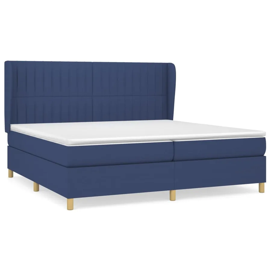 Sommier à lattes de lit avec matelas Bleu 200x200 cm Tissu - 2