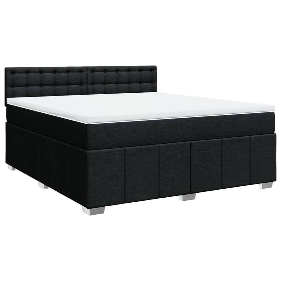 Sommier à lattes de lit avec matelas Noir 180x200 cm Tissu - 2