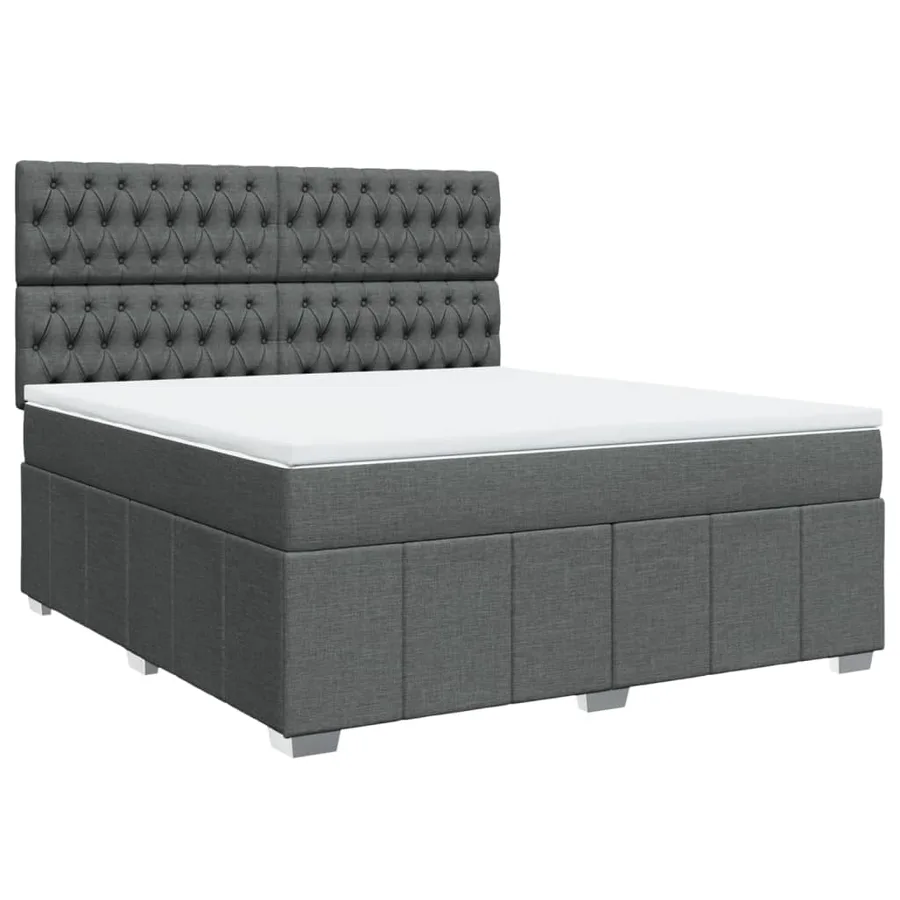 Sommier à lattes de lit avec matelas Gris foncé 180x200cm Tissu - 2