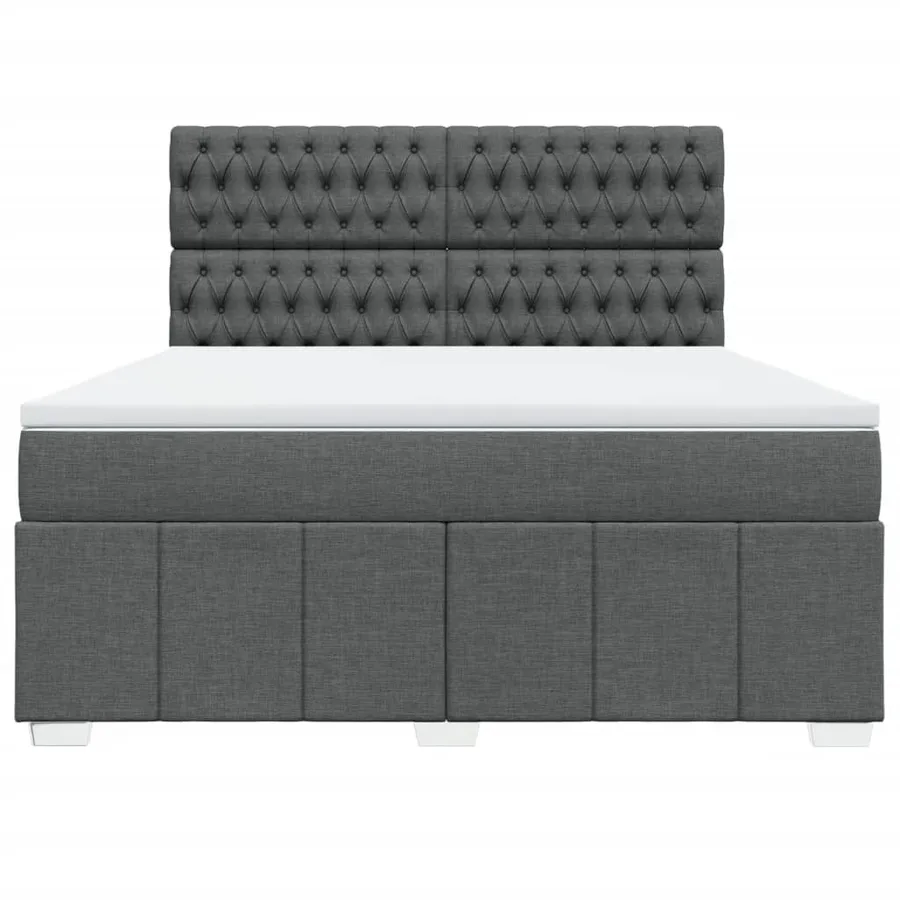 Sommier à lattes de lit avec matelas Gris foncé 180x200cm Tissu - 4