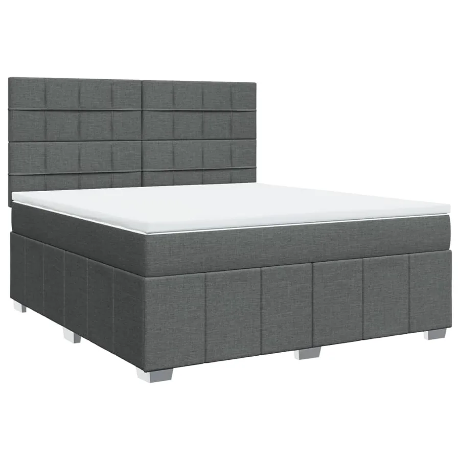 Sommier à lattes de lit avec matelas Gris foncé 180x200cm Tissu - 2