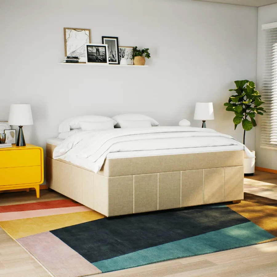 Sommier à lattes de lit avec matelas Crème 180x200 cm Tissu - 3