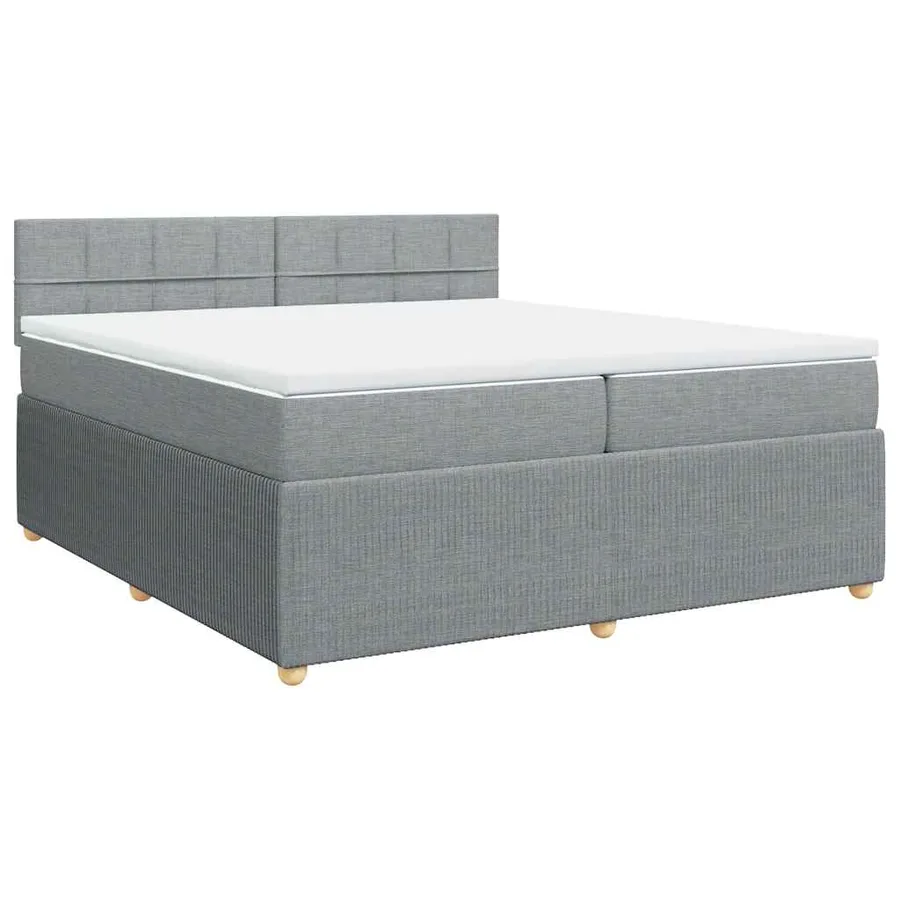 Sommier à lattes de lit avec matelas Gris clair 200x200cm Tissu - 2
