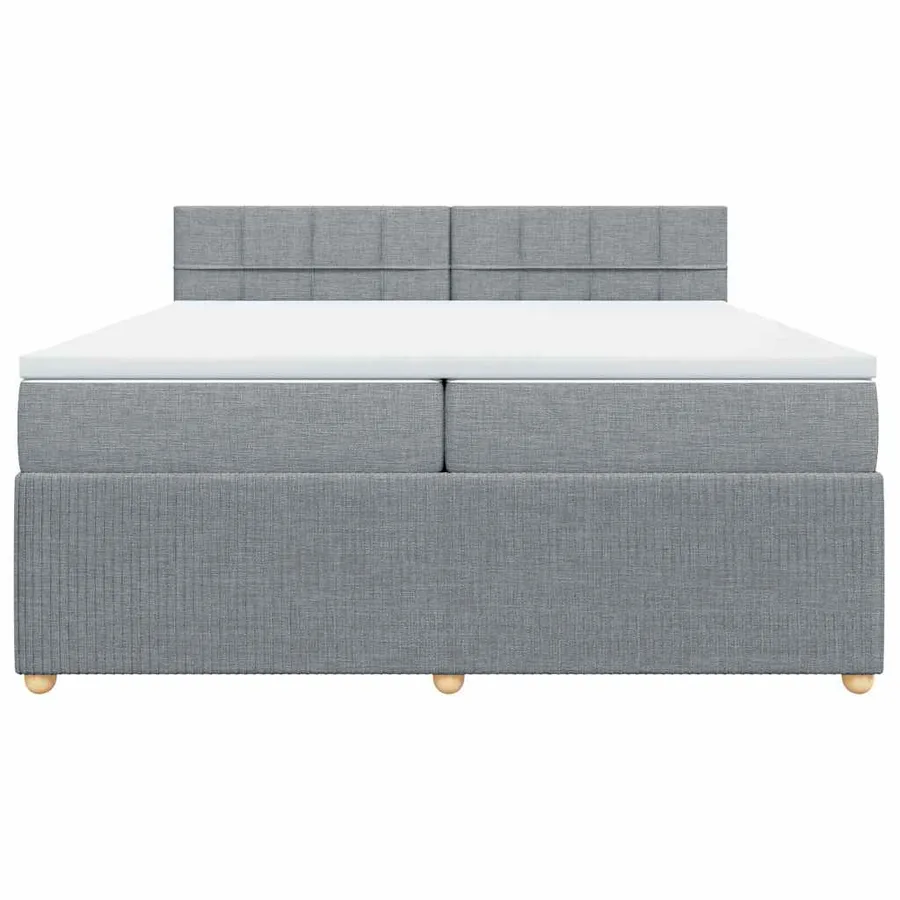 Sommier à lattes de lit avec matelas Gris clair 200x200cm Tissu - 4
