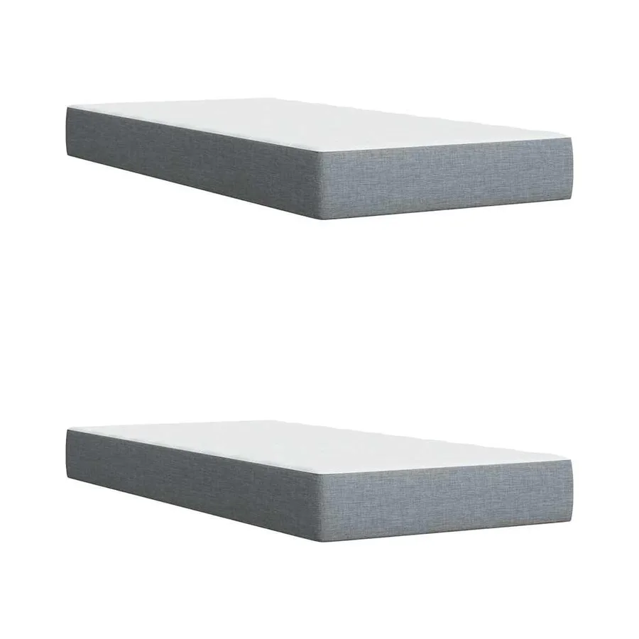 Sommier à lattes de lit avec matelas Gris clair 200x200cm Tissu - 9