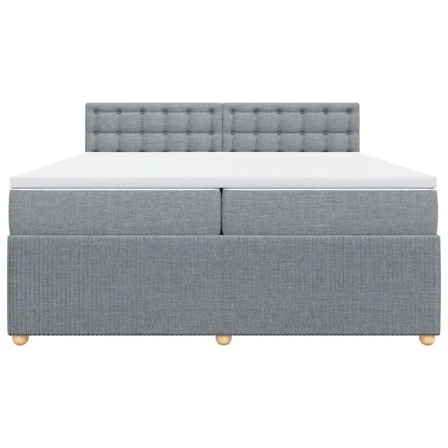 Sommier à lattes de lit avec matelas Gris clair 200x200cm Tissu - 4