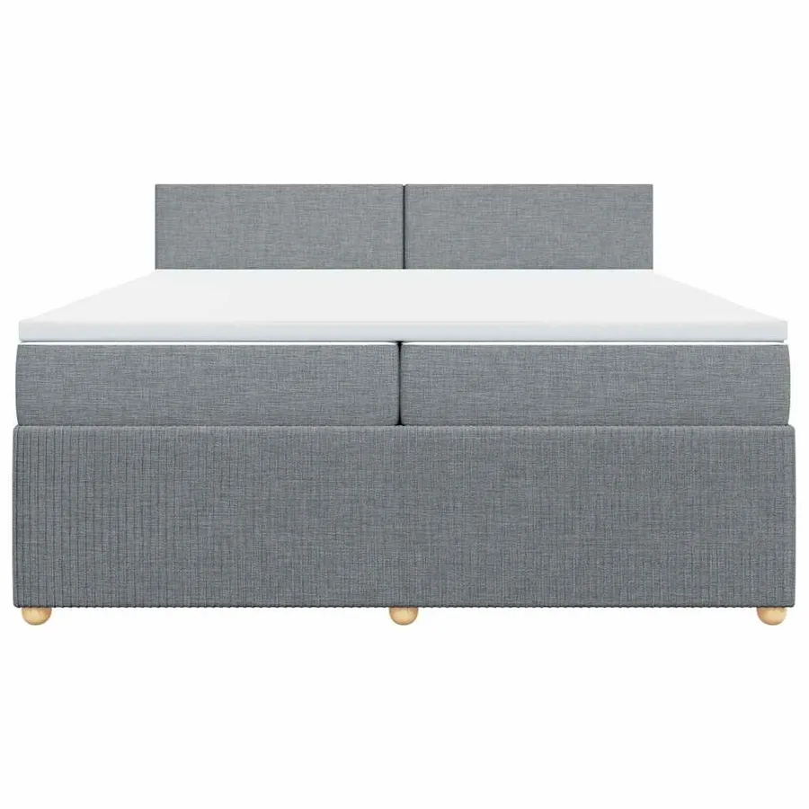 Sommier à lattes de lit avec matelas Gris clair 200x200cm Tissu - 4