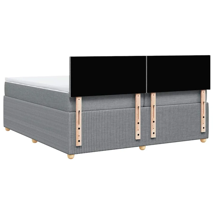 Sommier à lattes de lit avec matelas Gris clair 200x200cm Tissu - 6