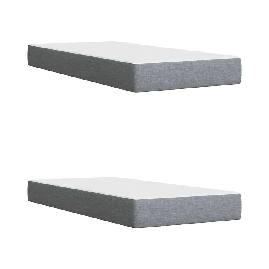 Sommier à lattes de lit avec matelas Gris clair 200x200cm Tissu - 9