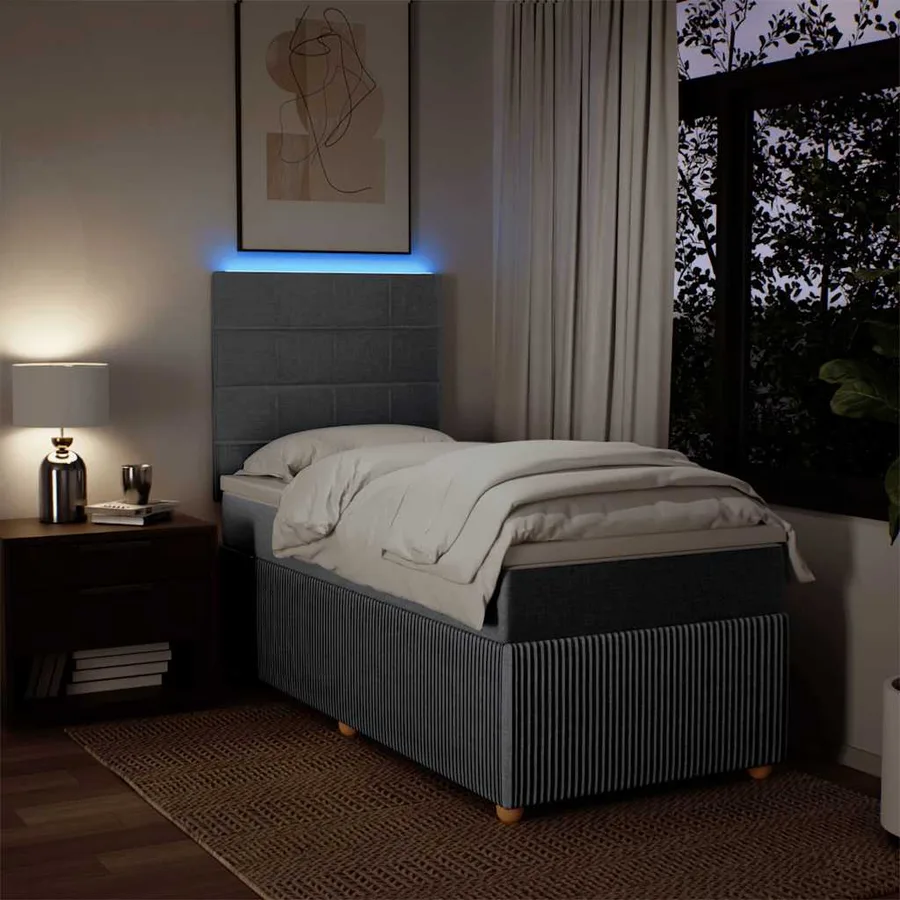 Sommier à lattes de lit avec matelas gris clair 80x200 cm tissu - 4