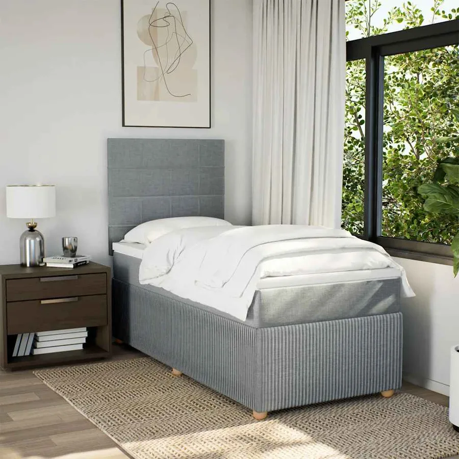 Sommier à lattes de lit avec matelas gris clair 80x200 cm tissu - 5