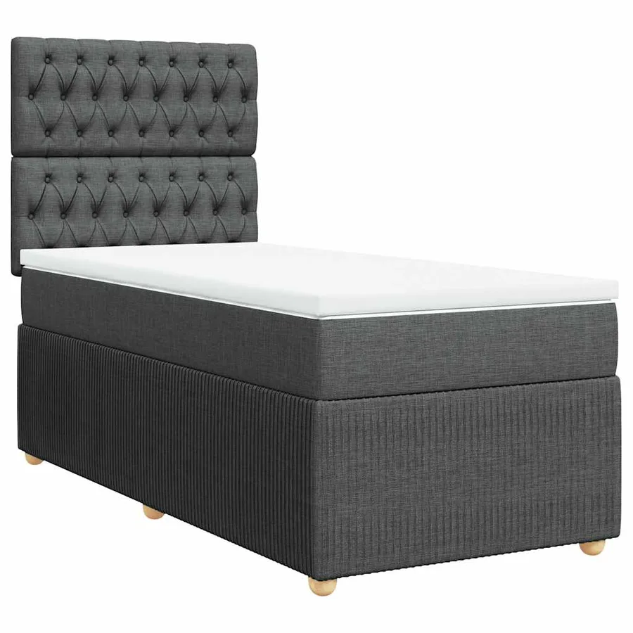 Sommier à lattes de lit avec matelas Gris foncé 80x200 cm Tissu - 2