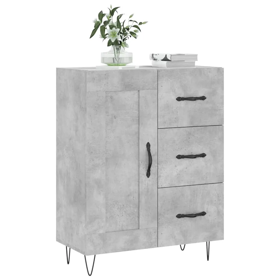 Buffet gris béton 69,5x34x90 cm bois d'ingénierie - 3